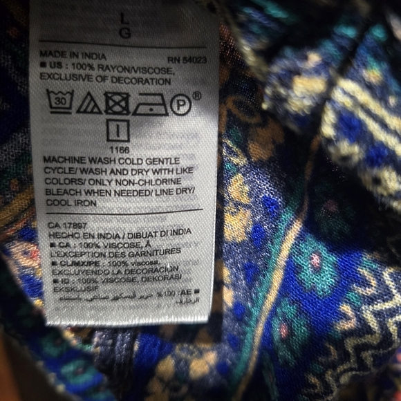 Old Navy Multicolour Geometric Boho Shirt With Tassels Flowy Lightweight Size Lg - Picture 8 of 8